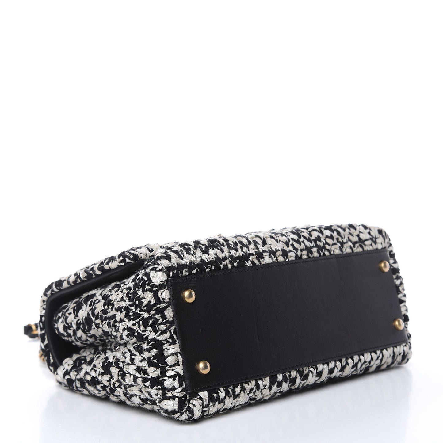 Crochet Small Coco Handle Flap Black Beige