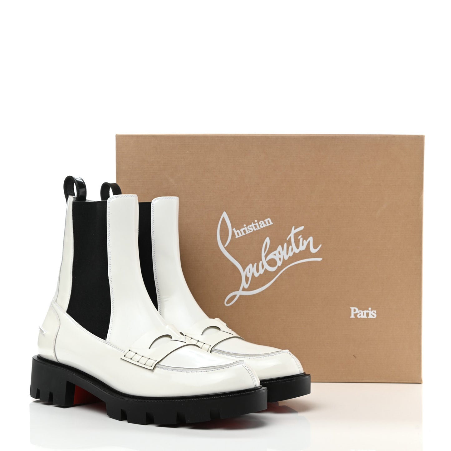 Patent Montezu Lug Chelsea Boots 40 White