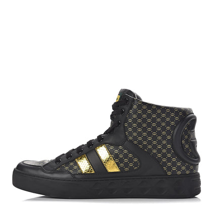Gucci X DAPPER DAN Calfskin Laminated Ayers GG Micro Monogram Mens High Top Sneakers 8.5 Black 1 of 11