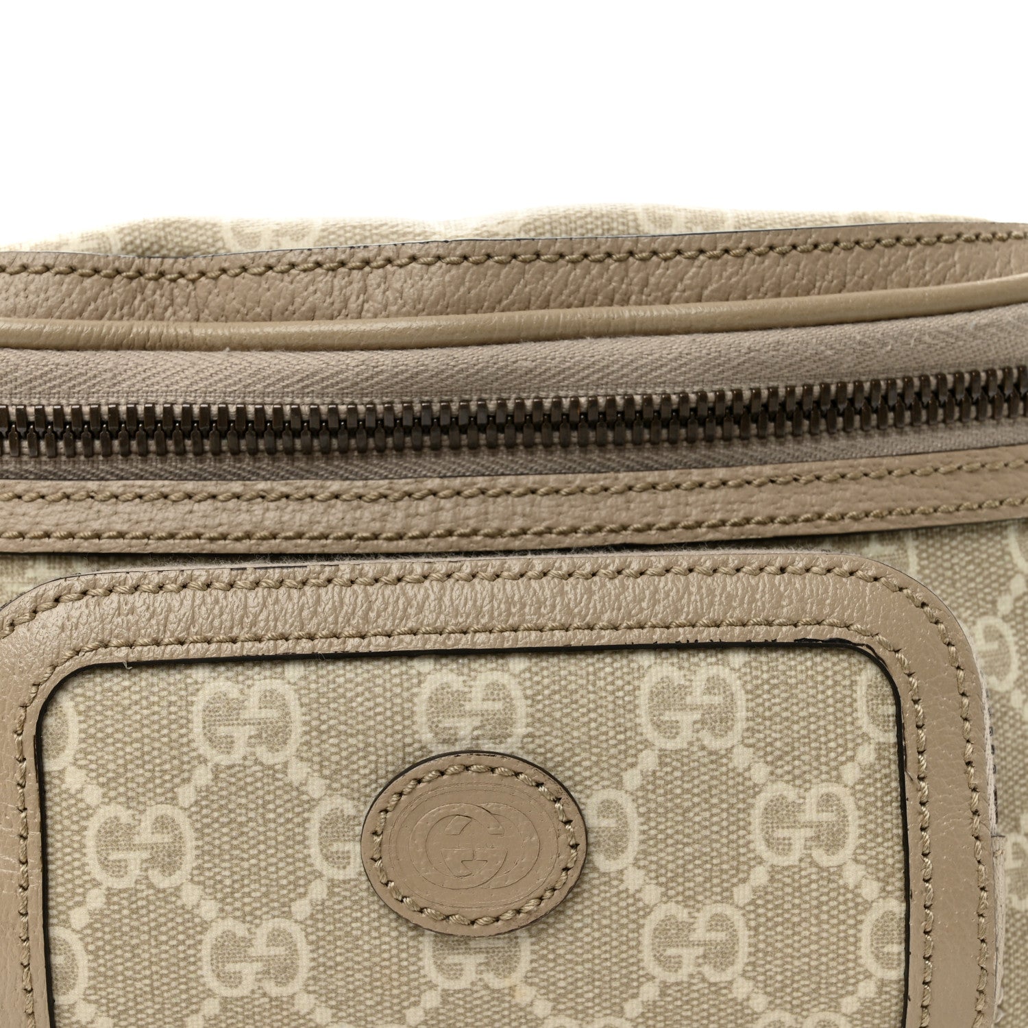 Gucci GG Supreme Monogram Textured Calfskin Web Retro Interlocking G Belt Bag Beige Mystic White Oatmeal 8 of 10