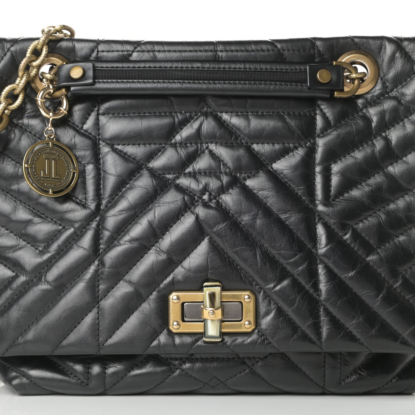 Lambskin Quilted Medium Happy Shoulder Bag Black