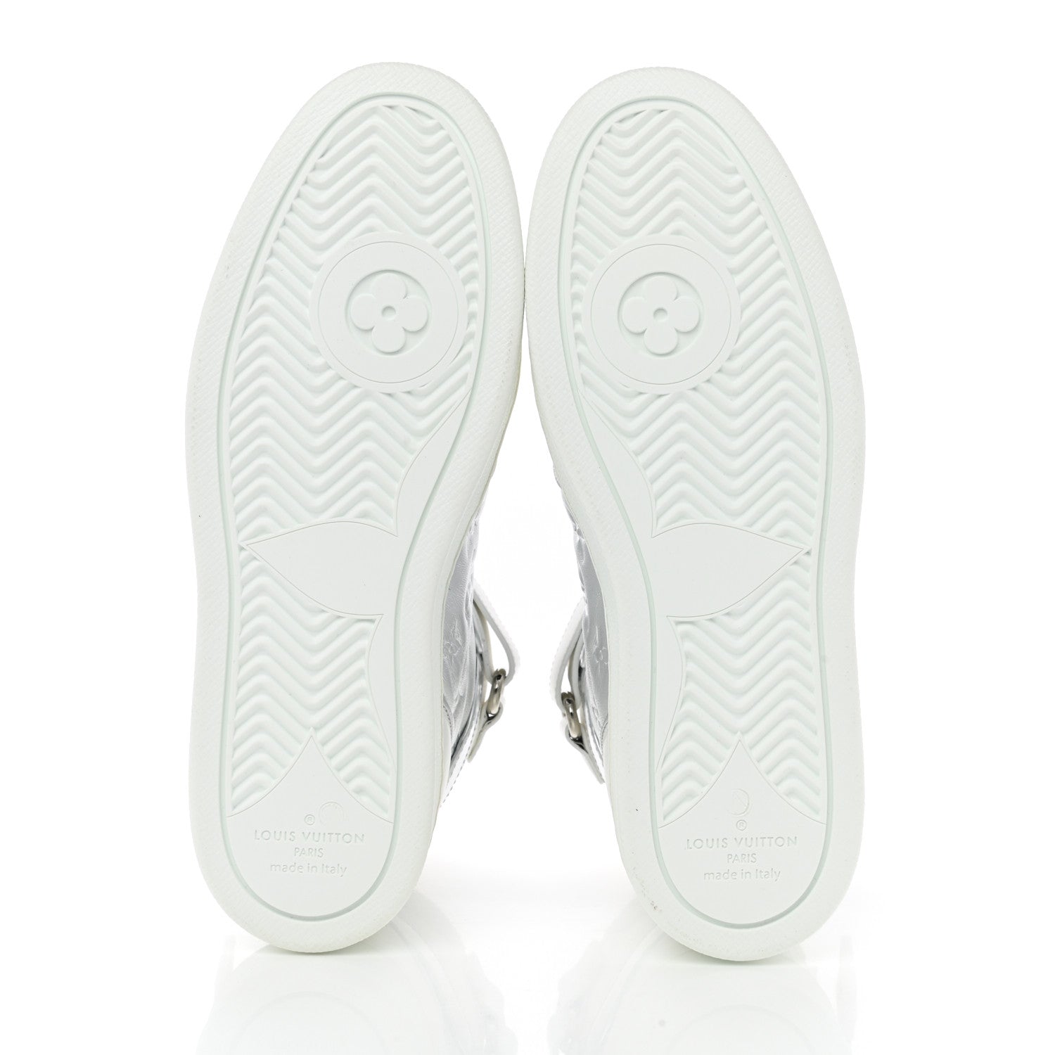 Louis Vuitton Metallic Calfskin Embossed Monogram Boombox Sneakers 36.5 White Silver 5 of 9