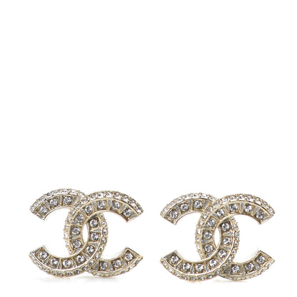 Chanel Crystal CC Earrings Light Gold 1 of 5