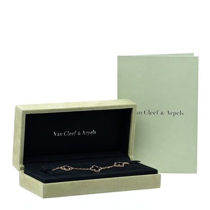 Van Cleef & Arpels 18K Yellow Gold Black Onyx 5 Motifs Vintage Alhambra Bracelet 5 of 5