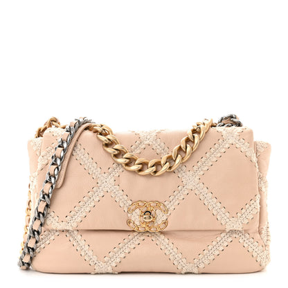 Chanel Calfskin Crochet Large Chanel 19 Flap Beige 1 of 13