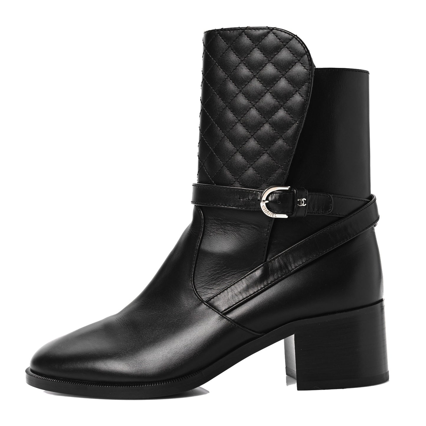 Calfskin Quilted CC Boots 40.5 Black