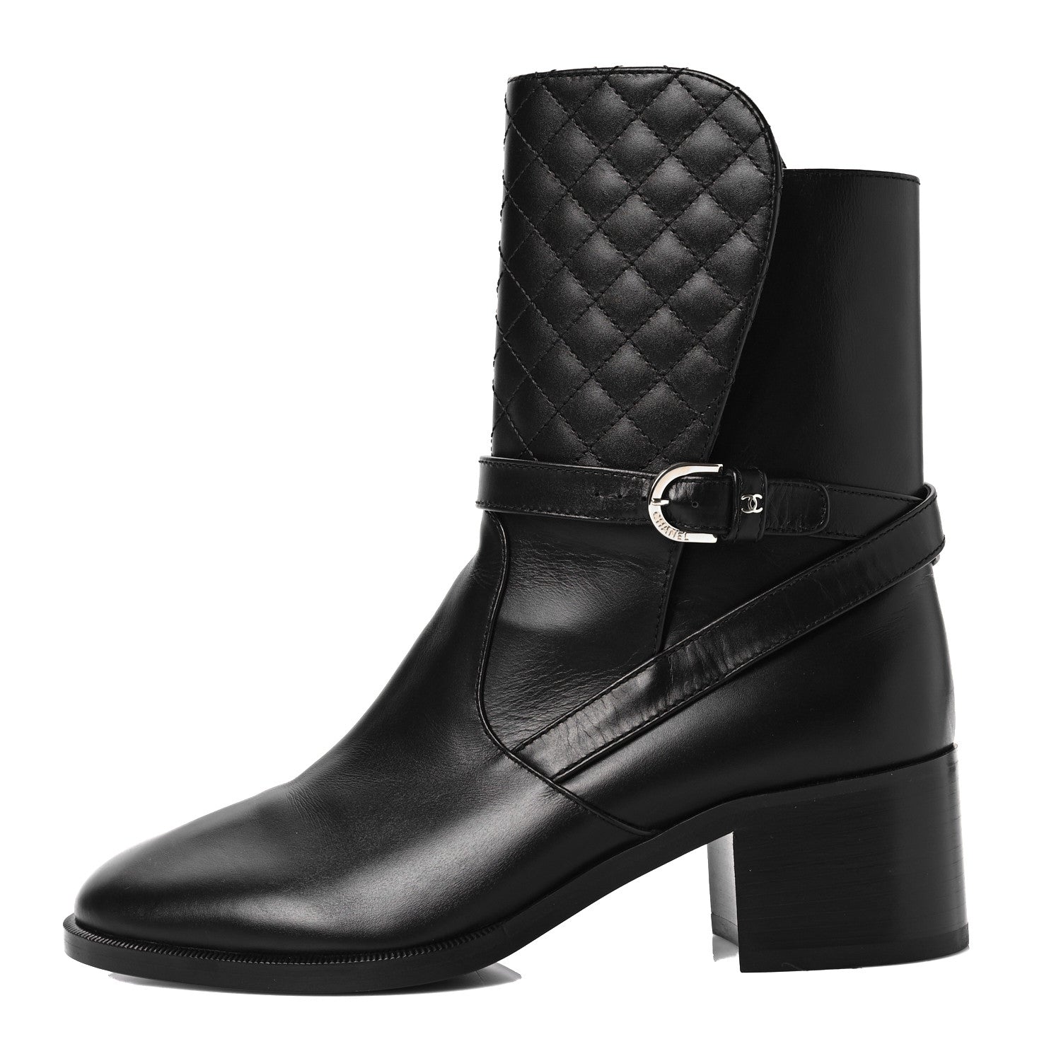 Chanel Calfskin Quilted CC Boots 40.5 Black 1 of 8