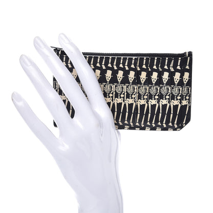 Saint Laurent Grain de Poudre Skeleton Print 5 Fragments Zip Pouch Card Holder Black 2 of 7