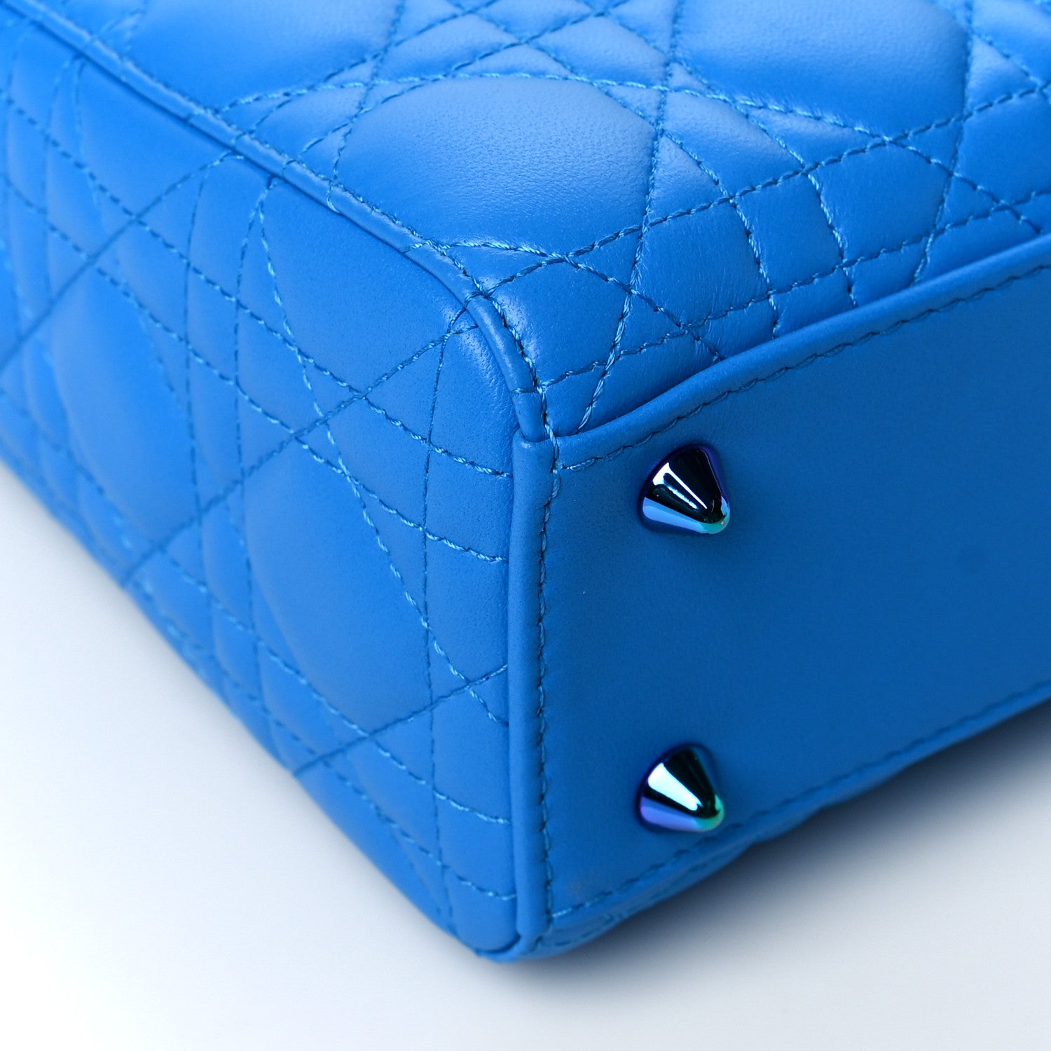 Christian Dior Lambskin Cannage Small Lady Dior Bright Blue 9 of 10