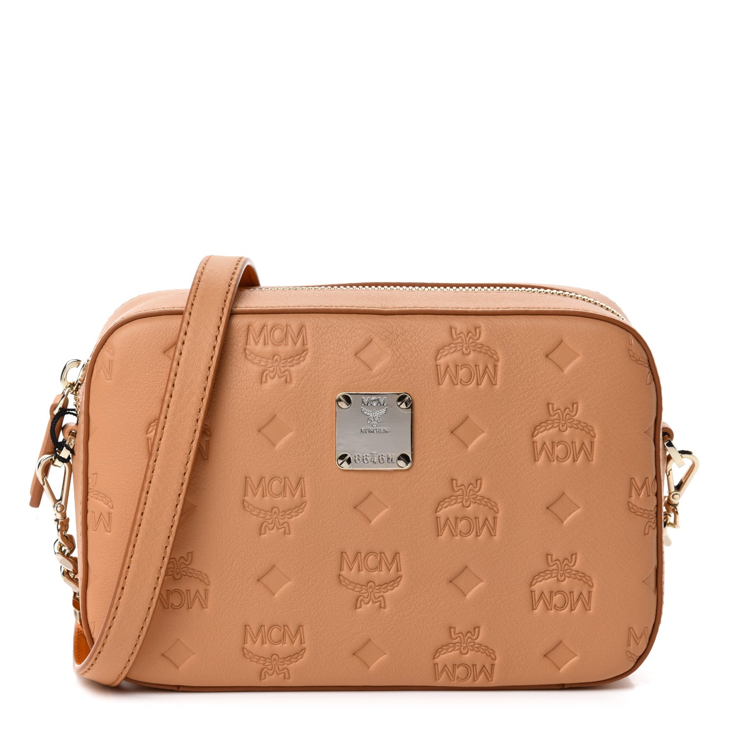 MCM Calfskin Ottomar Monogram Klara Crossbody Bag Sandstone 1 of 9