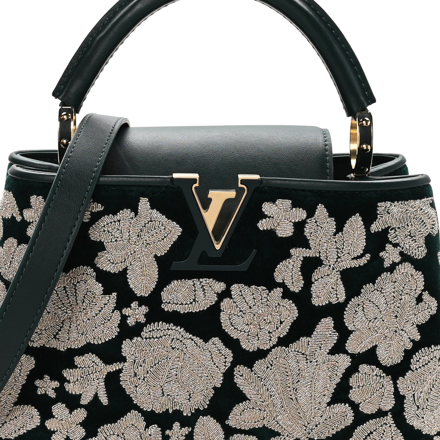 Velvet Embroidery Capucines BB Green