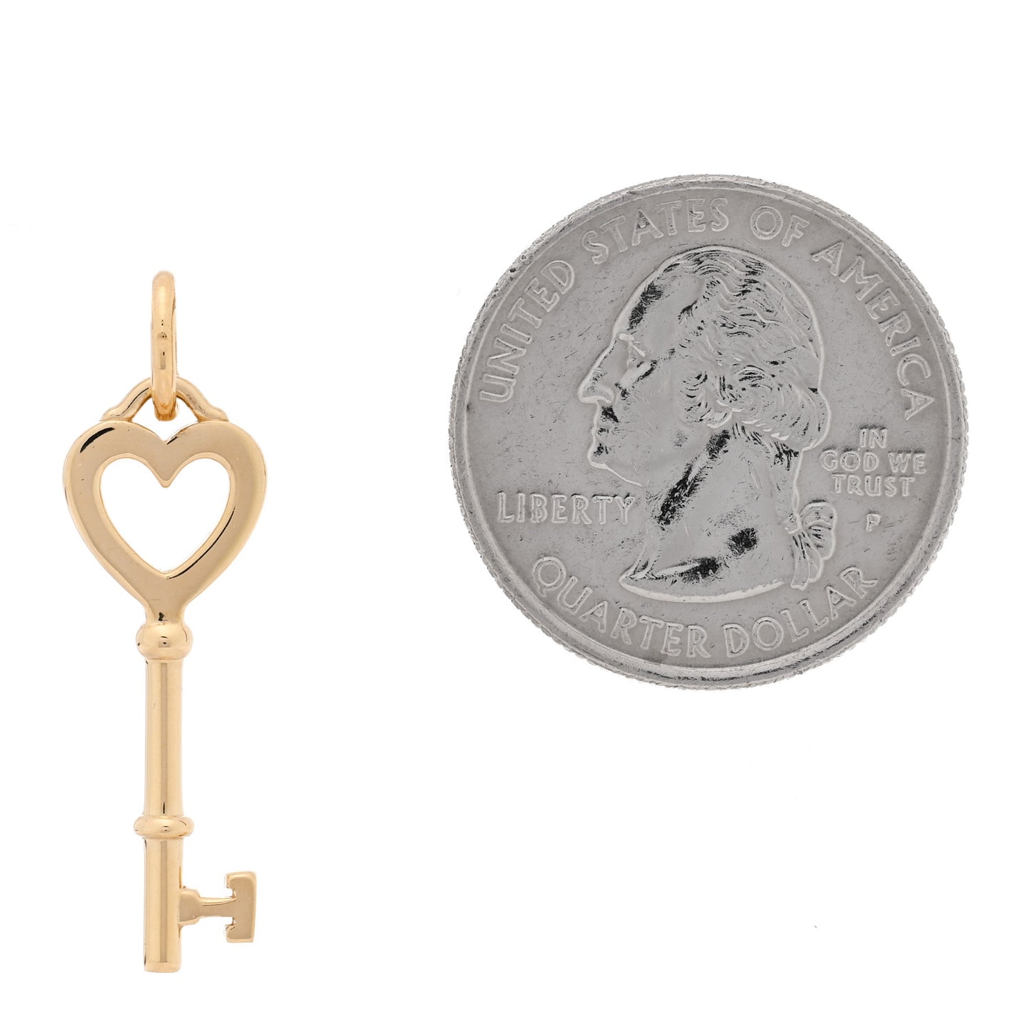 18K Yellow Gold Mini Heart Key Pendant Necklace