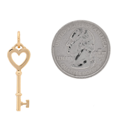 Tiffany 18K Yellow Gold Mini Heart Key Pendant Necklace 2 of 3