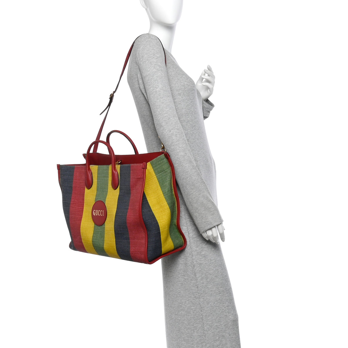 Canvas Marley Stripe Script Logo Large Gucci 100 Tote Bag Multicolor