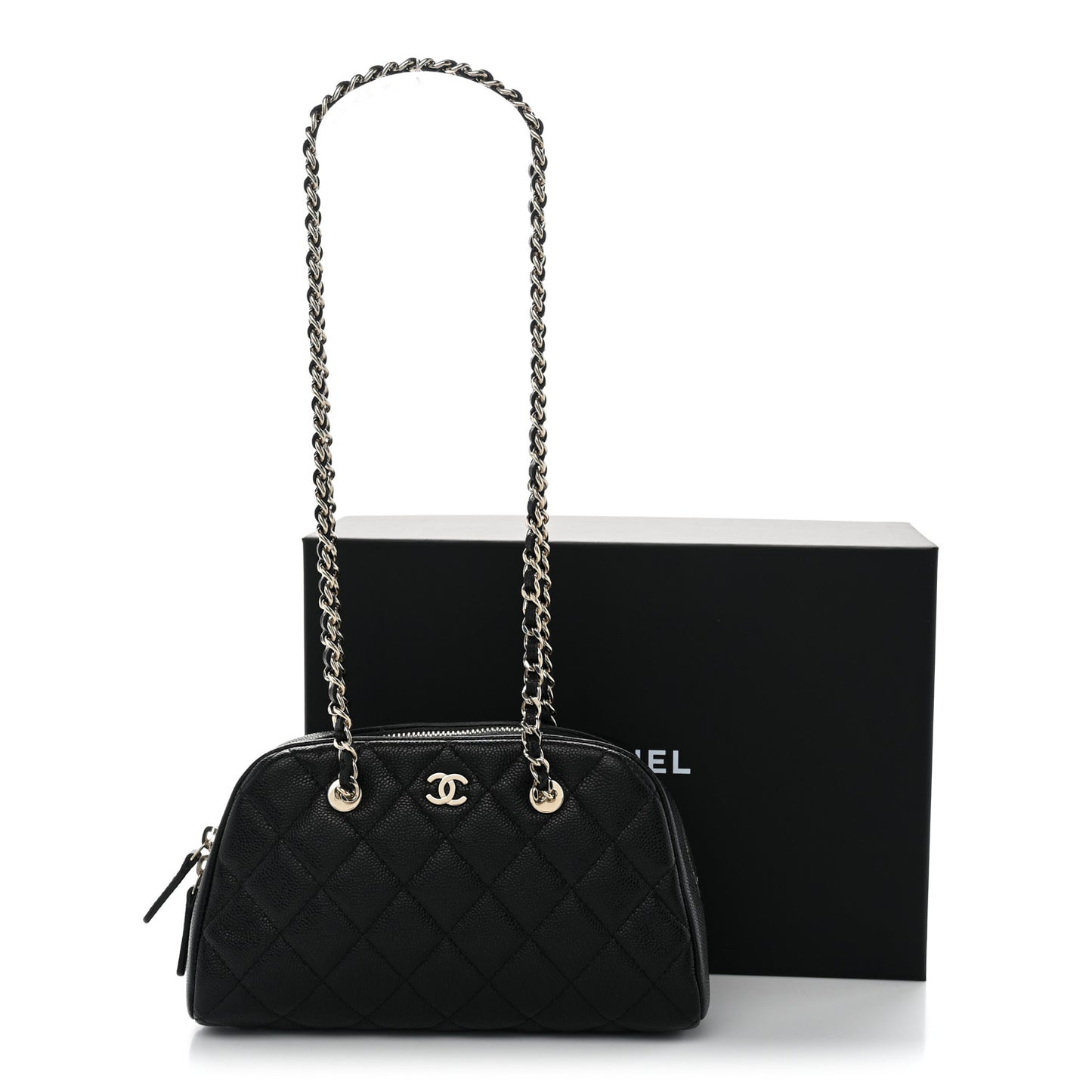 Caviar Quilted Clutch With Chain Black