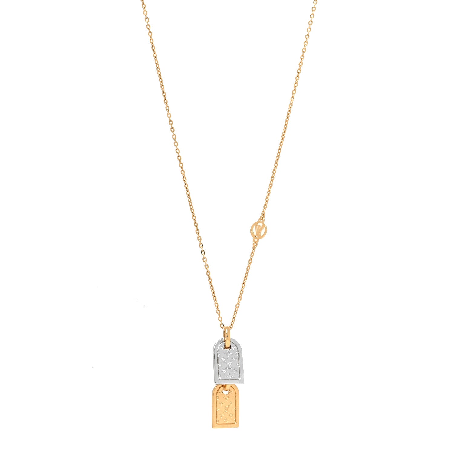 Louis Vuitton Nanogram Name Tag Necklace Gold 2 of 6