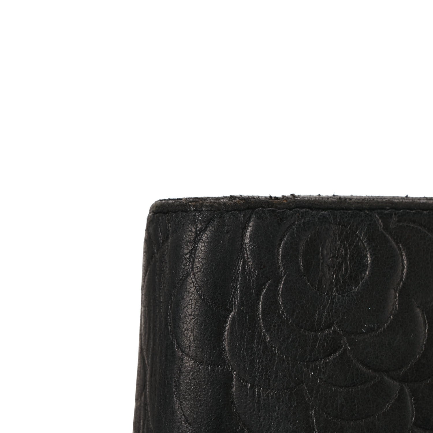 Chanel Lambskin Camellia Embossed Yen Wallet Black 11 of 12