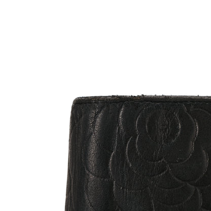 Chanel Lambskin Camellia Embossed Yen Wallet Black 11 of 12