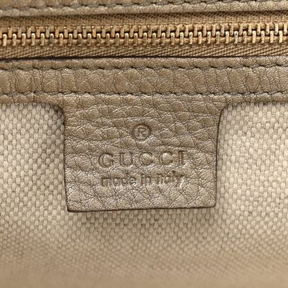 Gucci Metallic Pebbled Calfskin Large Soho Shoulder Bag Golden Beige 6 of 13