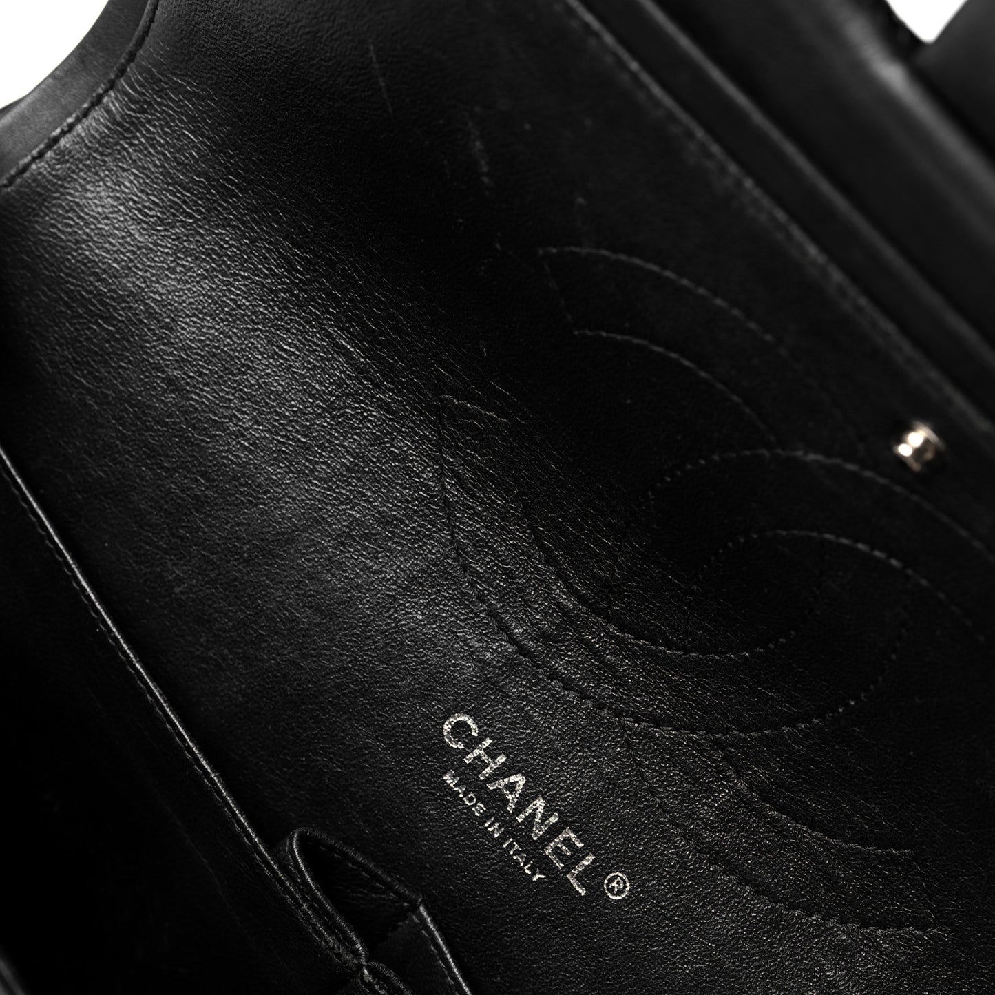 Patent Quilted Jumbo Double Flap Black