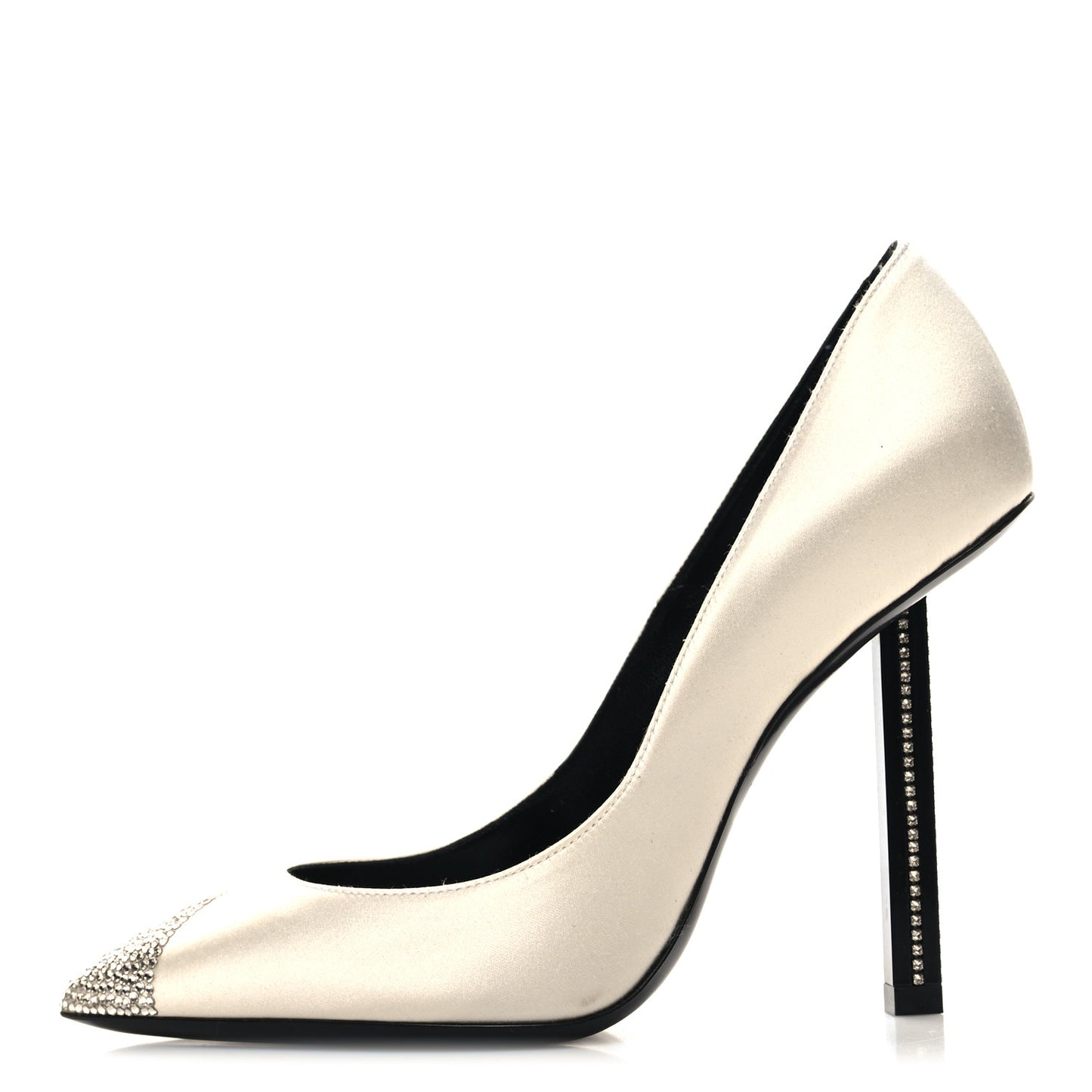 Satin Crystal Embellished Tower 110 Pump 35.5 White
