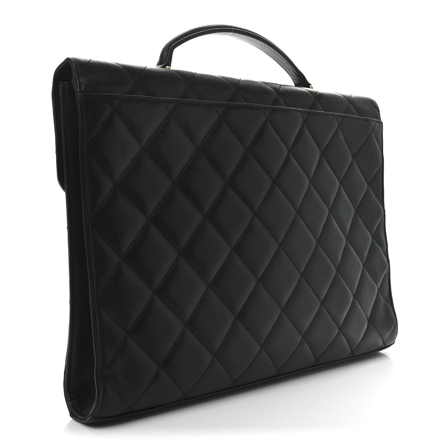 Caviar Quilted Briefcase Laptop Bag Black