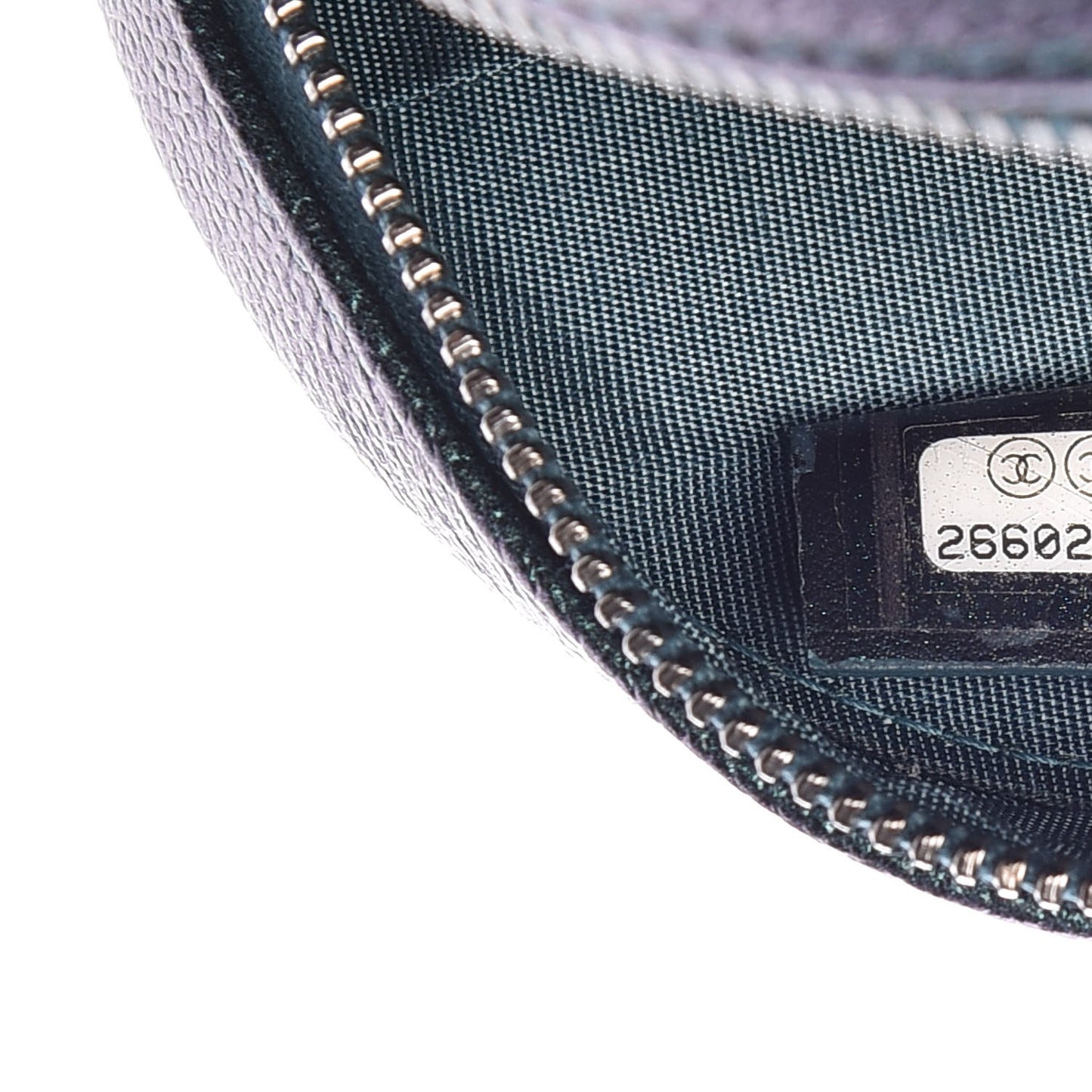 Iridescent Caviar Quilted Round Filigree Crossbody Dark Turquoise