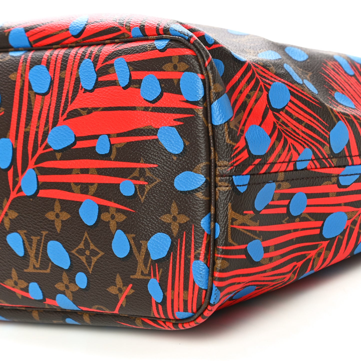 Monogram Jungle Dots Neo Neverfull MM Coquelicot Denim