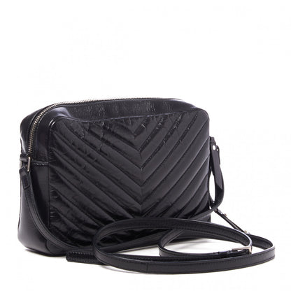 Saint Laurent Cracked Shiny Calfskin Matelasse Monogram Lou Camera Bag Black 2 of 8