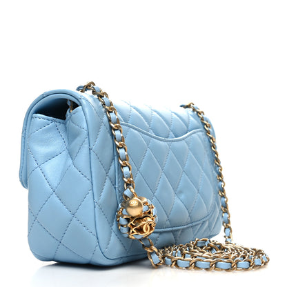Chanel Lambskin Quilted Mini Rectangular Pearl Crush Flap Light Blue 3 of 11