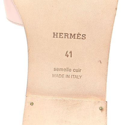 Hermes Box Calfskin Oran Sandals 41 Rose Pale 7 of 11