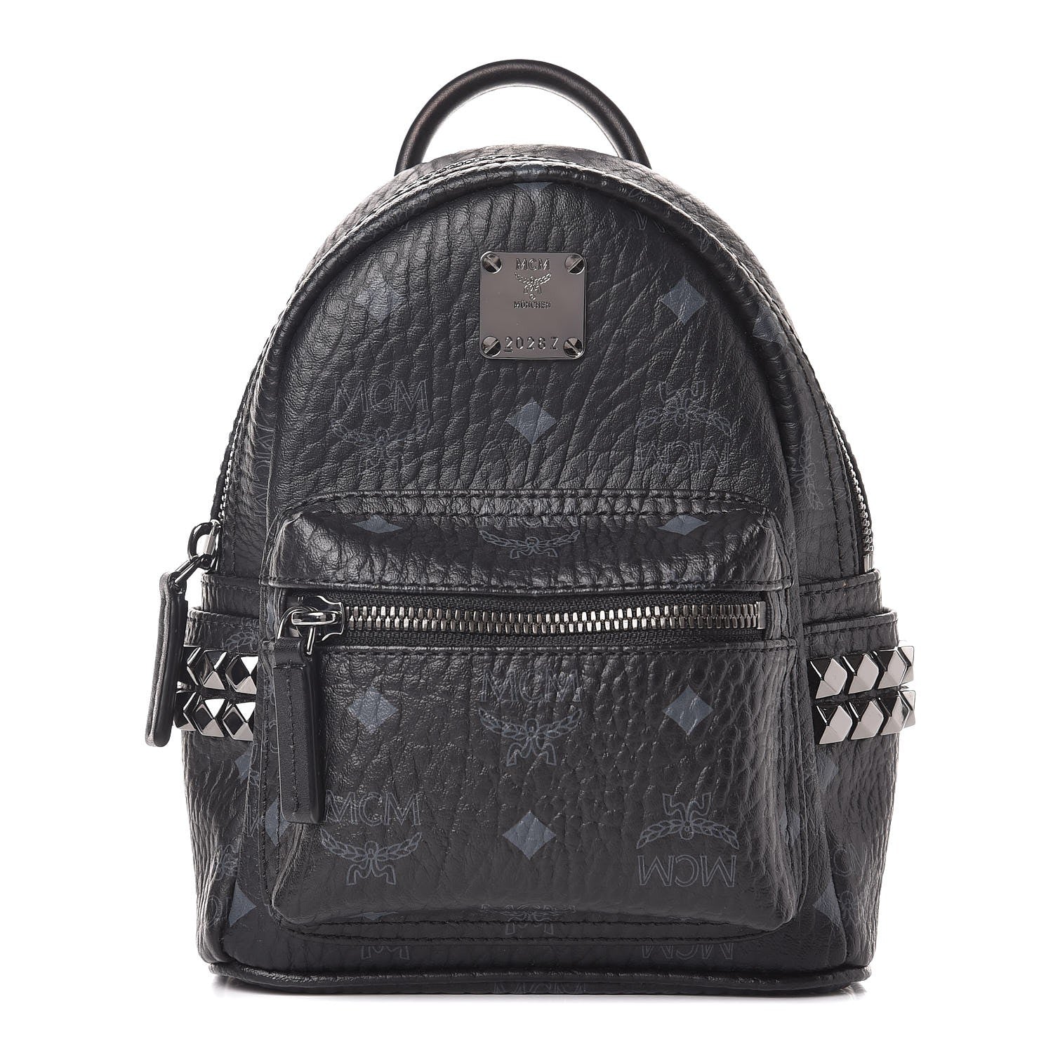 MCM Visetos Studded X-Mini Bebe Boo Backpack Black 1 of 8