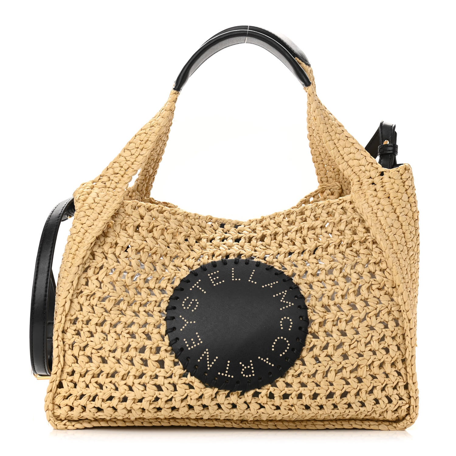 Stella McCartney Braided Raffia Eco Alter Napa Perforated Logo Crossbody Bag Natural 3 of 11