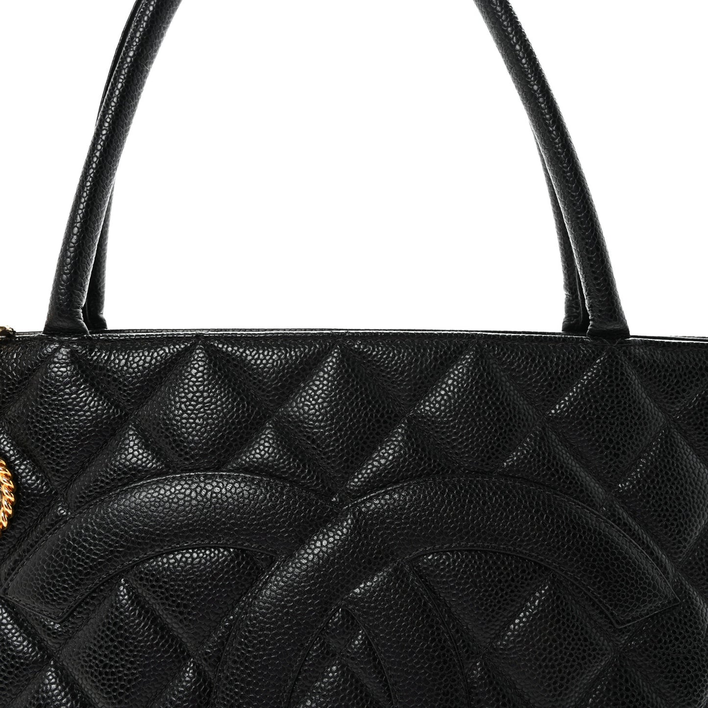 Caviar Quilted Medallion Tote Black