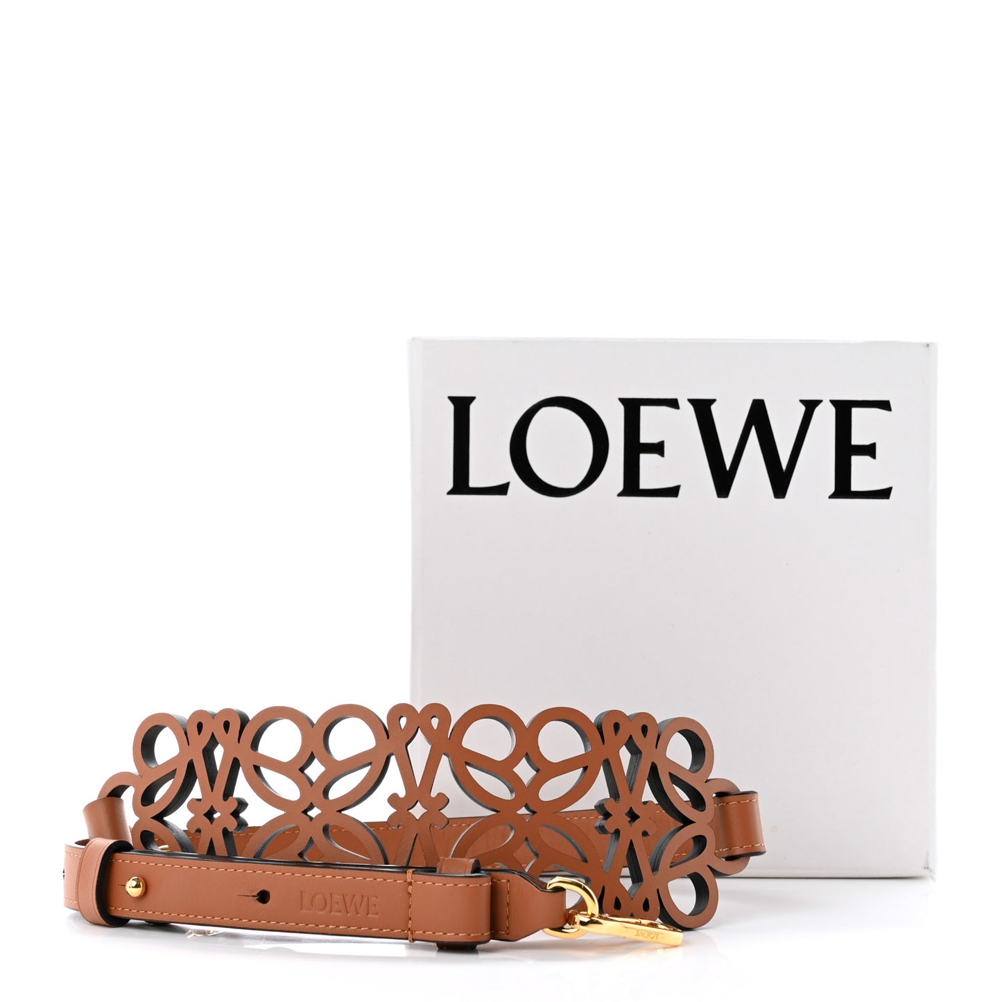 Calfskin Anagram Cutout Strap Tan