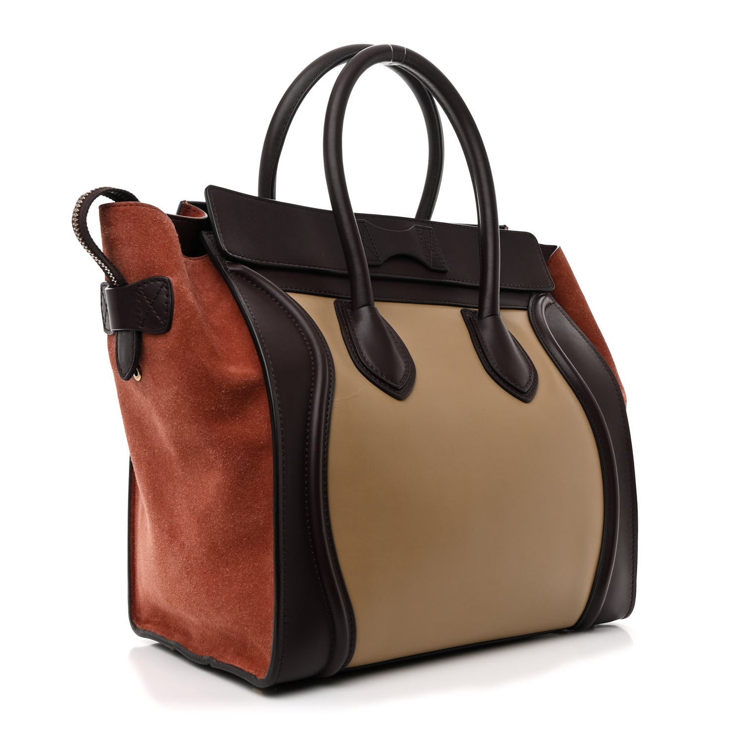 Smooth Calfskin Suede Mini Tri-Color Luggage Beige