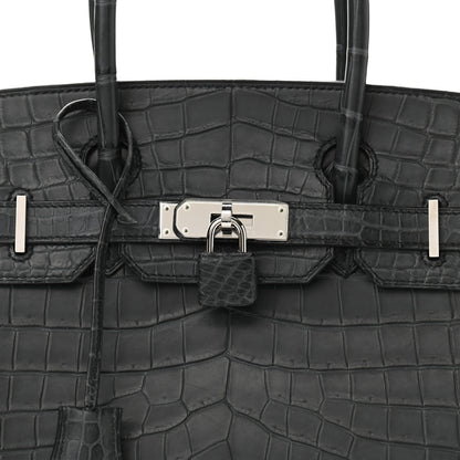 Hermes Matte Niloticus Crocodile Birkin 30 Plomb 8 of 11