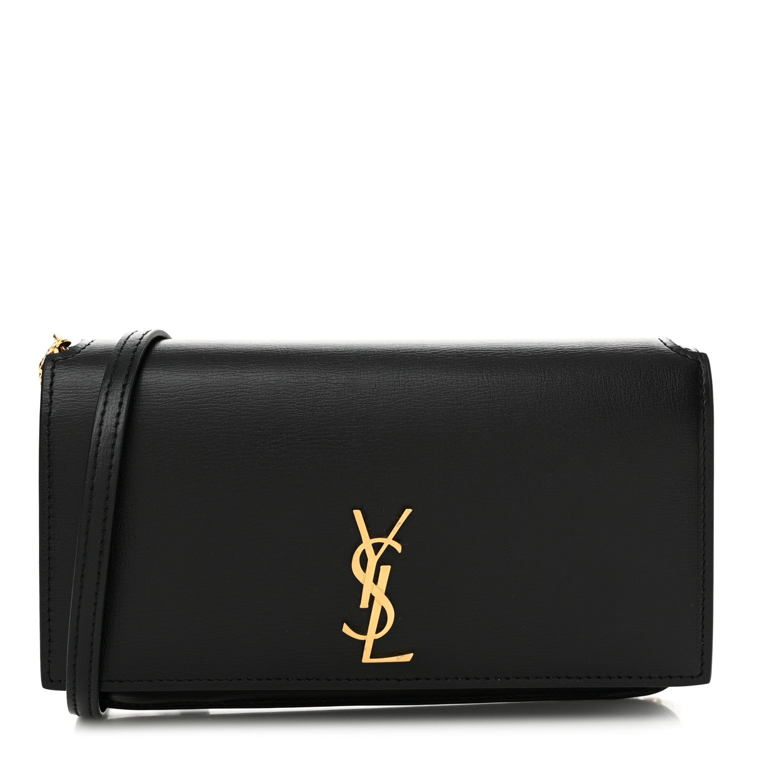 Saint Laurent Grained Calfskin Monogram Phone Holder Crossbody Black 1 of 10