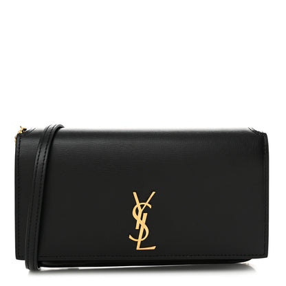 Saint Laurent Grained Calfskin Monogram Phone Holder Crossbody Black 1 of 10