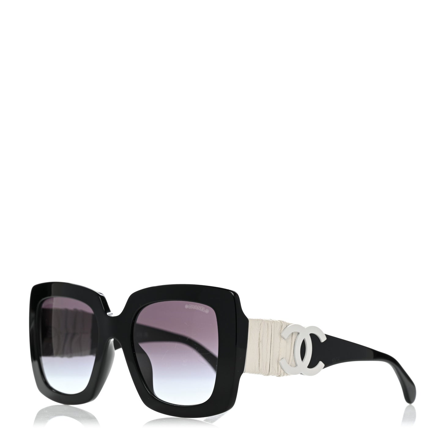 Acetate Calfskin Square Sunglasses 5474-Q-A Black White