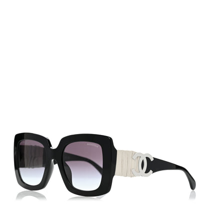 Chanel Acetate Calfskin Square Sunglasses 5474-Q-A Black White 1 of 8