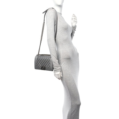 Chanel Metallic Caviar Quilted Medium Boy Flap Silver 2 of 11