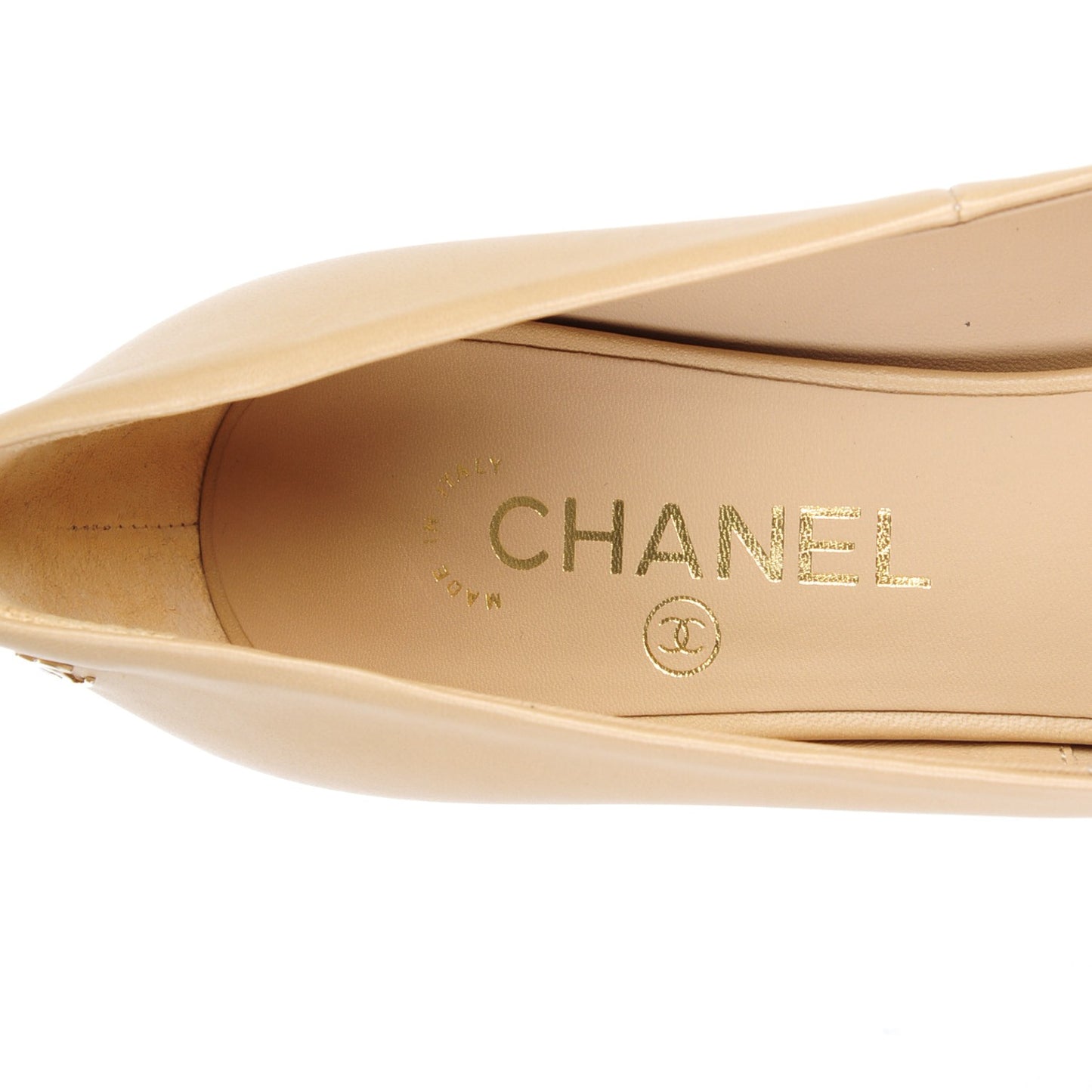 Lambskin Pearl Peep Toe Pumps 40 Beige