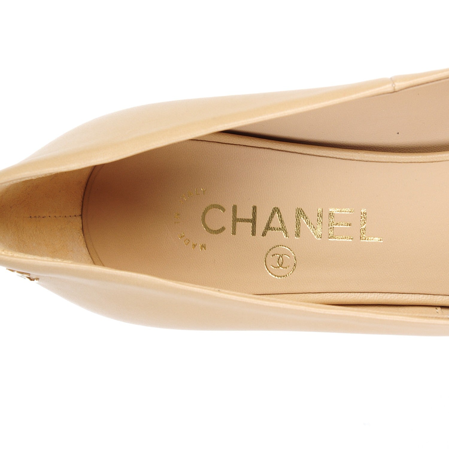 Chanel Lambskin Pearl Peep Toe Pumps 40 Beige 6 of 9