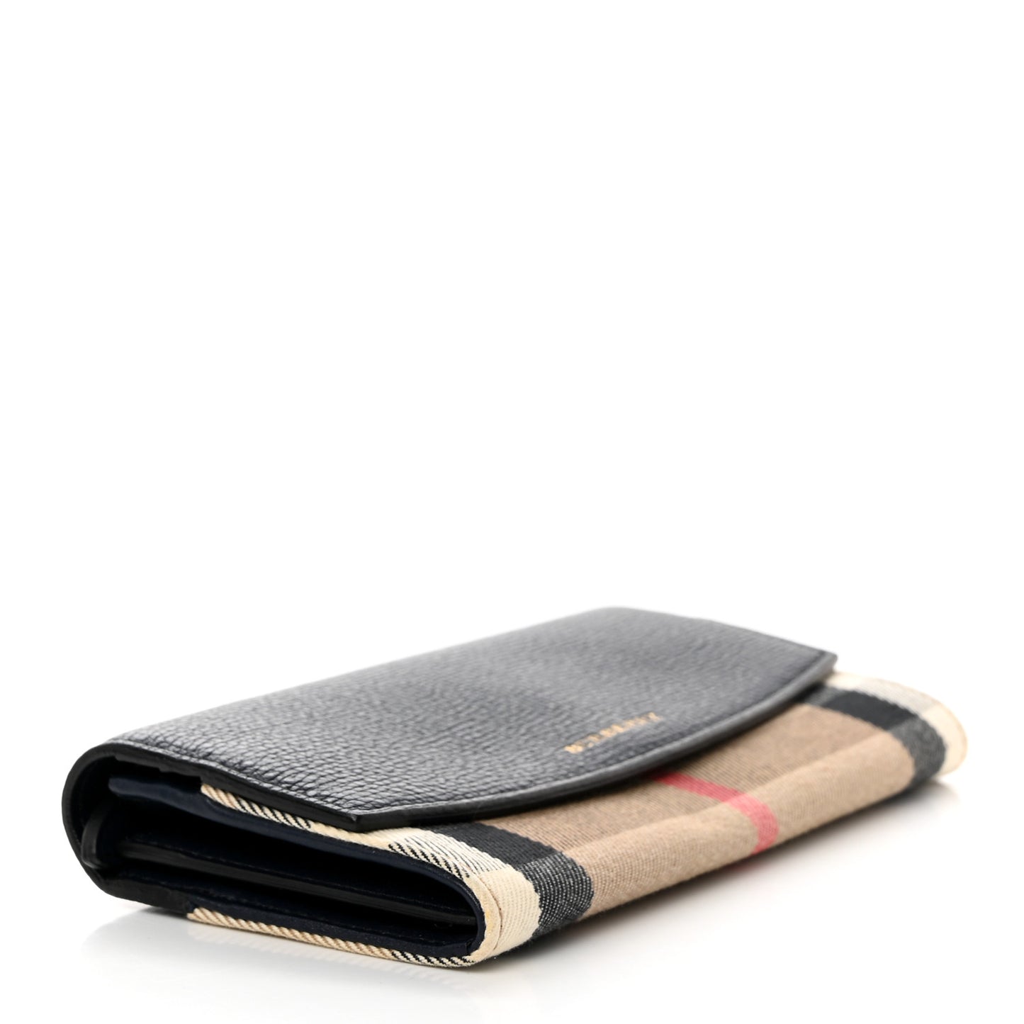 Grainy Calfskin House Check Porter Continental Wallet Navy