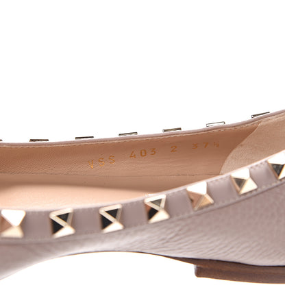Valentino Garavani Pebbled Calfskin Rockstud Ballerina Flats 37.5 Poudre 7 of 9