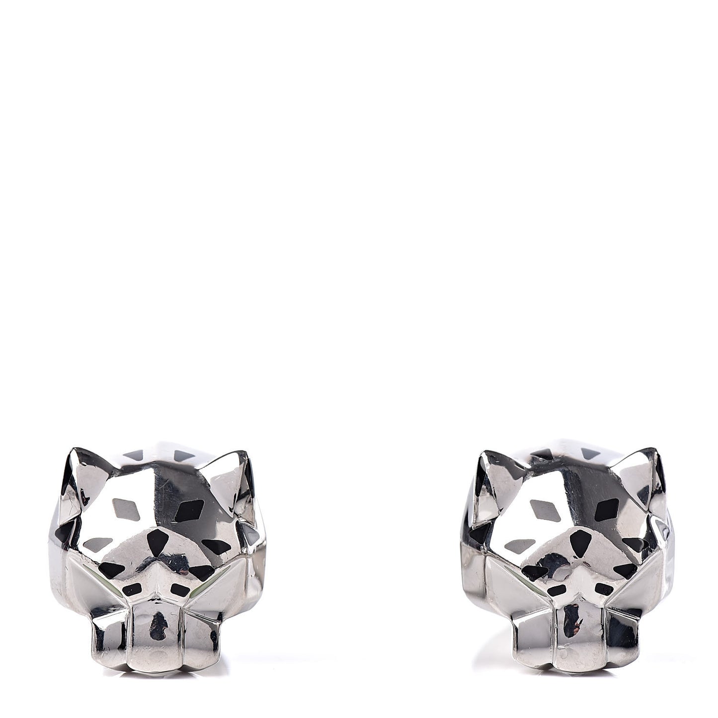 Sterling Silver Green Jade Lacquer Panther-Head Decor Cufflinks