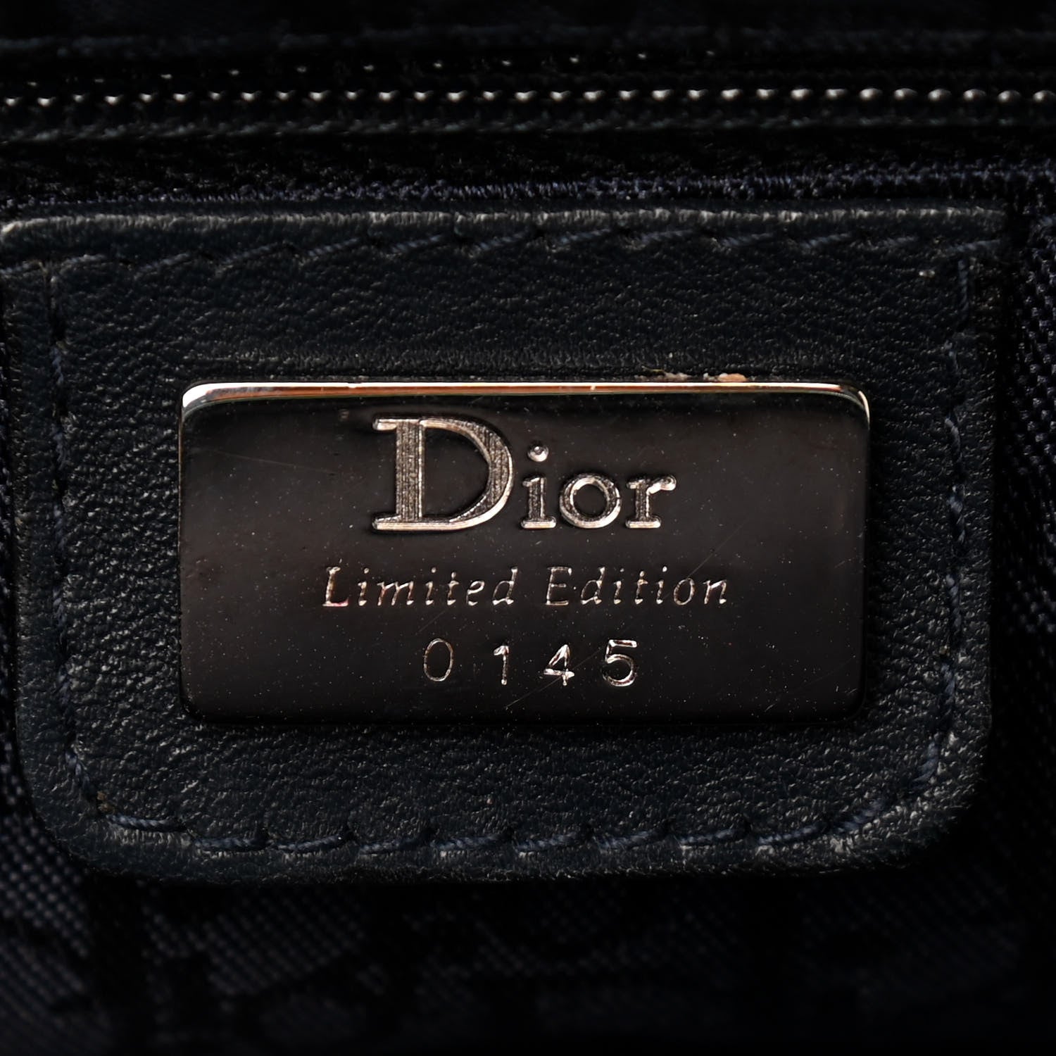 Christian Dior Calfskin Butterfly Pearls Frame Satchel Blue 5 of 13