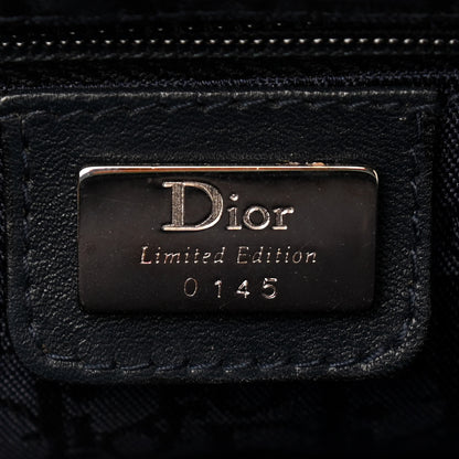 Christian Dior Calfskin Butterfly Pearls Frame Satchel Blue 5 of 13