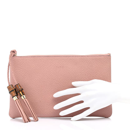 Gucci Calfskin Bamboo Clutch Pink 2 of 9